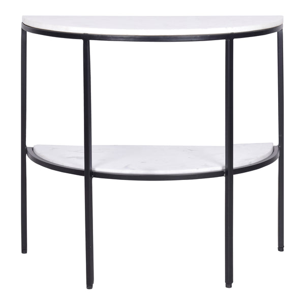 Lazlo Iron and Marble White Geometric Side Table