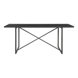 Sierra New Pine and Stainless Steel Black Rectangular Dining Table