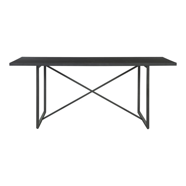 Sierra New Pine and Stainless Steel Black Rectangular Dining Table