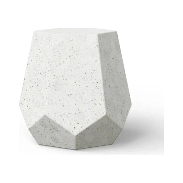 Faceted Fiber-Reinforced Concrete Outdoor Stool-Garden Stools-Urbia-Ivory Terrazzo-LOOMLAN