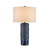 Fairmont Dark Blue Textured Table Lamp-Table Lamps-Currey & Co-LOOMLAN