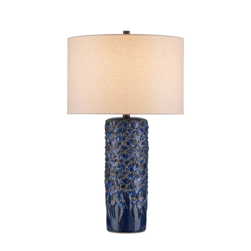 Fairmont Dark Blue Textured Table Lamp-Table Lamps-Currey & Co-LOOMLAN