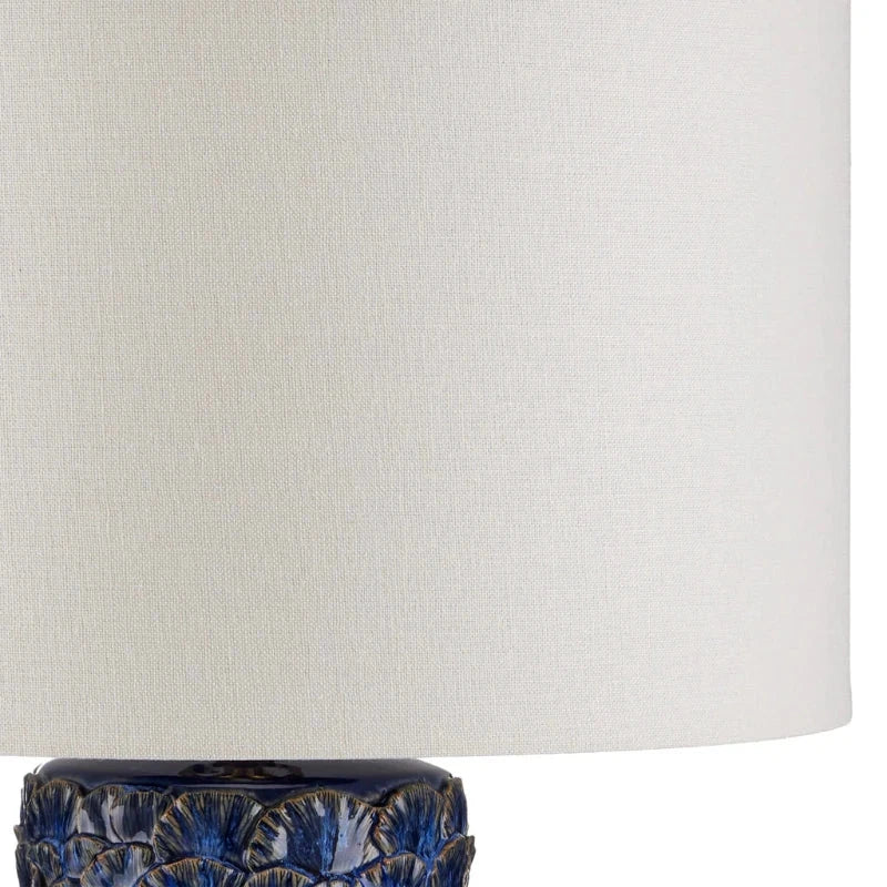 Fairmont Dark Blue Textured Table Lamp-Table Lamps-Currey & Co-LOOMLAN