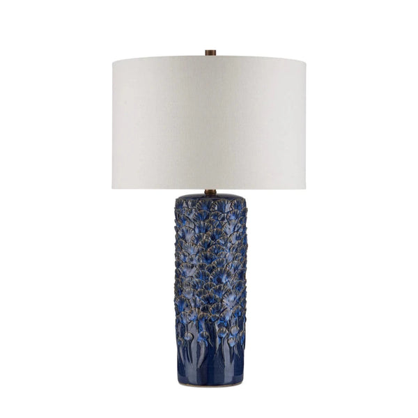 Fairmont Dark Blue Textured Table Lamp-Table Lamps-Currey & Co-LOOMLAN