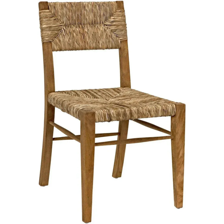 Faley Teak Wood Armless Dining Chair with Rush Seat | LOOMLAN