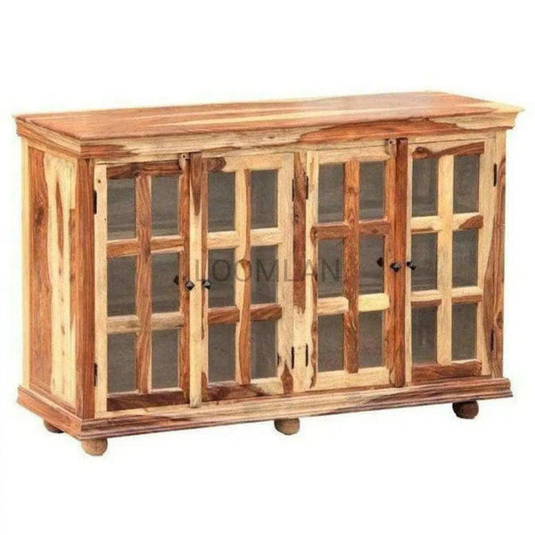 Farmhouse Glass Doors Wooden Cabinet