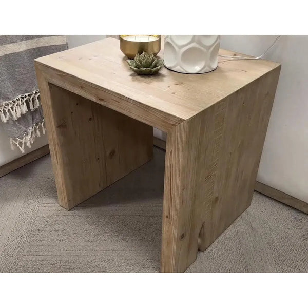 Farmhouse Reclaimed Wood End Table Reed