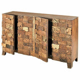 Farmhouse Wood Blocks 4 Door Sideboard