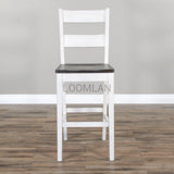 Farmhouse Wooden Seat Off-White Ladderback Bar Stool Bar Stools LOOMLAN By Sunny D