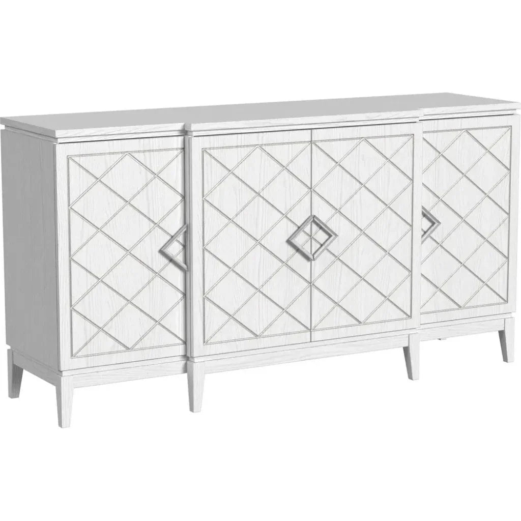 White 68-Inch Sideboard with Diamond Detail | LOOMLAN