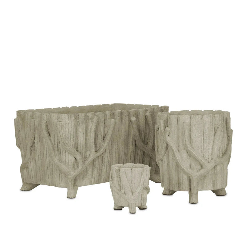 Faux Bois Rustic Outdoor Concrete Planter-Outdoor Accessories-Currey & Co-LOOMLAN