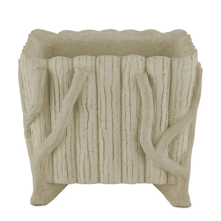 Faux Bois Square Outdoor Concrete Planter-Outdoor Accessories-Currey & Co-LOOMLAN