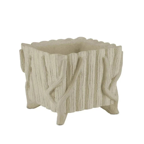 Faux Bois Square Outdoor Concrete Planter-Outdoor Accessories-Currey & Co-LOOMLAN