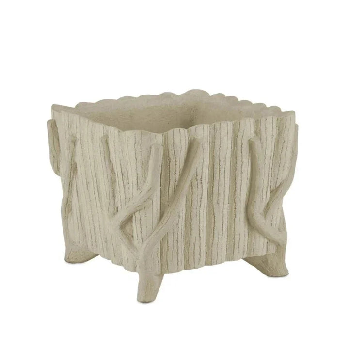 Faux Bois Square Outdoor Concrete Planter-Outdoor Accessories-Currey & Co-LOOMLAN
