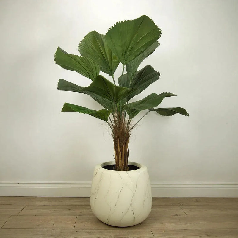 Le Present-Faux Botanical Indoor Green Licuala Grandis-Potted Plants-LOOMLAN