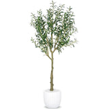 Faux Botanical Indoor Olive Tree Planter-Artificial Trees-Le Present-White-LOOMLAN