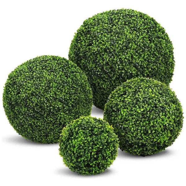 Le Present-Faux Botanical Outdoor Green Boxwood Ball-Faux Plants Accessories-10" H-LOOMLAN