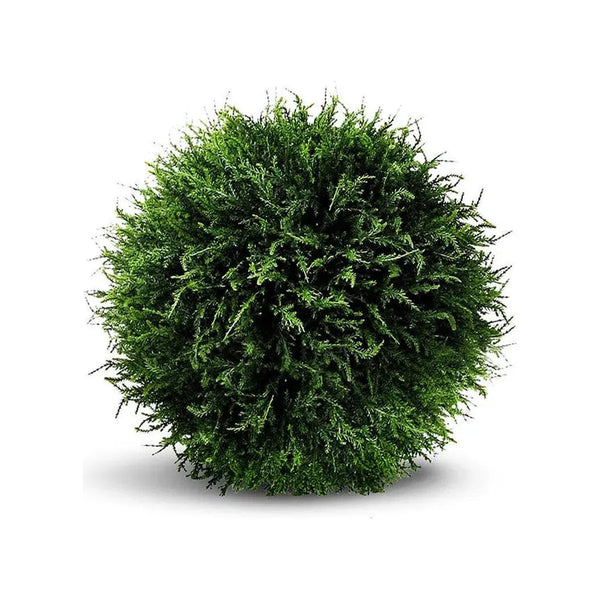 Le Present-Faux Botanical Outdoor Green Cedar Ball-Faux Plants Accessories-17" H-LOOMLAN