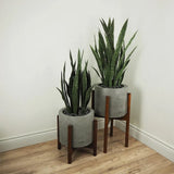 Le Present-Faux Botanical Outdoor Green Sansevieria-Potted Plants-Green-26" H-LOOMLAN