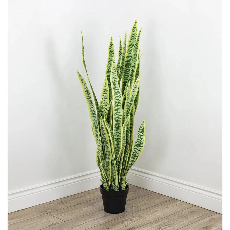 Le Present-Faux Botanical Outdoor Green Sansevieria-Potted Plants-Green-26" H-LOOMLAN