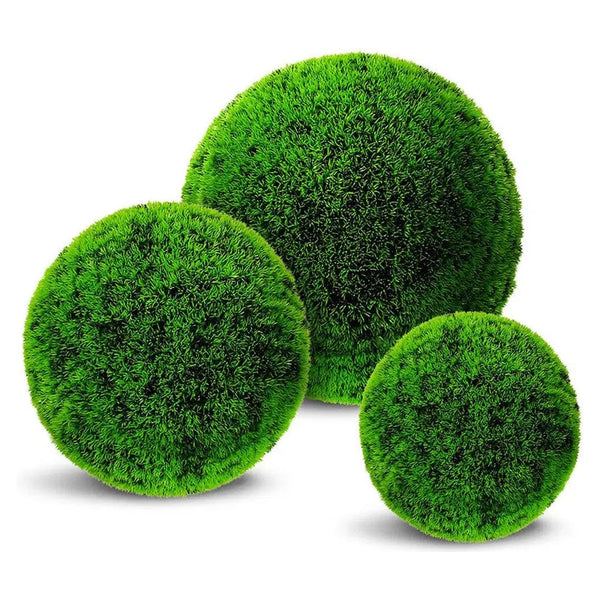 Le Present-Faux Botanical Outdoor Lime Green Grass Ball-Faux Plants Accessories-16" H-LOOMLAN