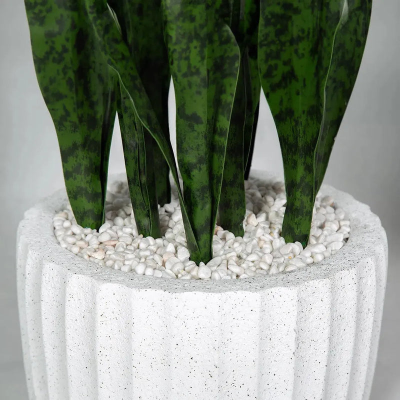 Le Present-Faux Botanical Outdoor Sanseveria Planter-Potted Plants-White-LOOMLAN