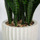 Le Present-Faux Botanical Outdoor Sanseveria Planter-Potted Plants-White-LOOMLAN