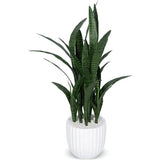 Le Present-Faux Botanical Outdoor Sanseveria Planter-Potted Plants-White-LOOMLAN