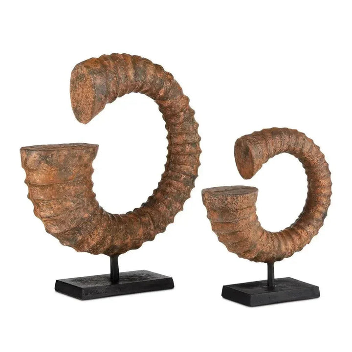 Faux Horn Set of 2 - LOOMLAN - Currey & Co - Statues & Sculptures