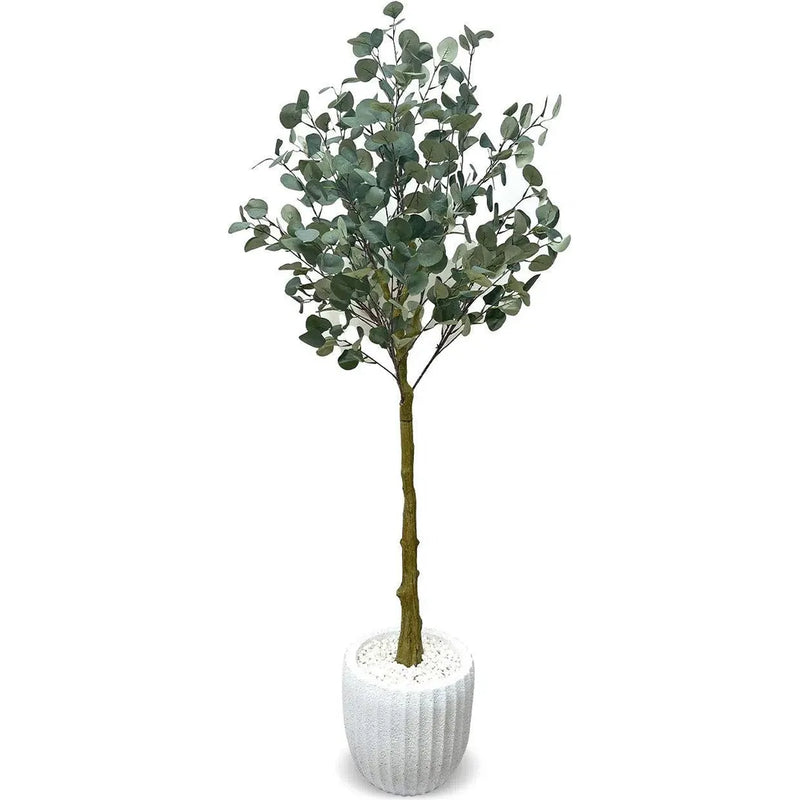 Faux Indoor Eucalyptus Tree Planter-Artificial Trees-Le Present-White-LOOMLAN