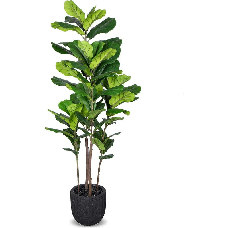 Faux Indoor Fiddle Leaf Tree Planter-Artificial Trees-Le Present-Black-LOOMLAN