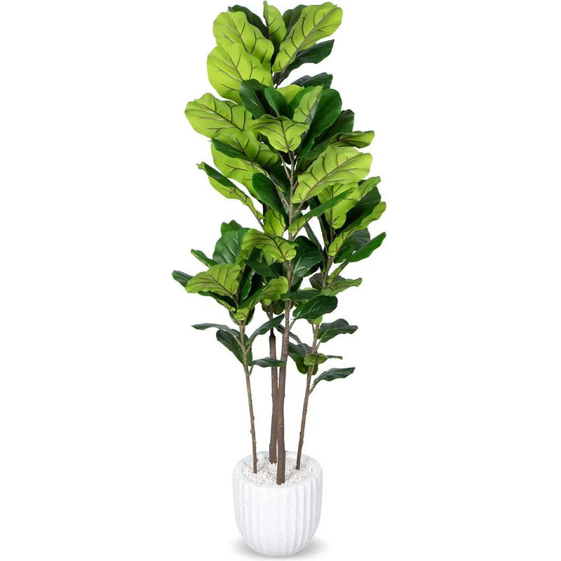 Faux Indoor Fiddle Leaf Tree Planter-Artificial Trees-Le Present-White-LOOMLAN