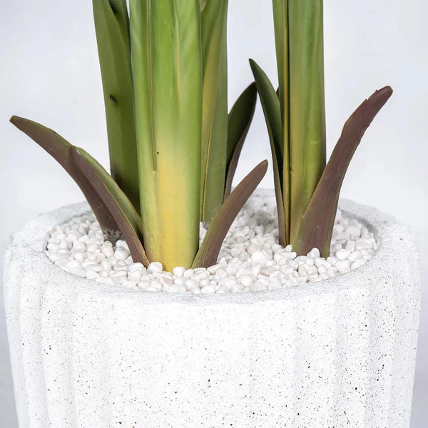 Le Present-Faux Indoor Traveler's Palm Planter-Potted Plants-White-LOOMLAN