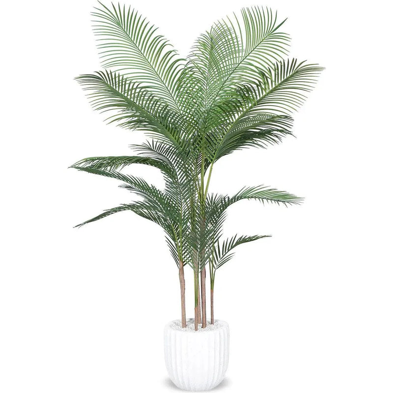 Le Present-Faux Outdoor Madagascar Palm Planter-Potted Plants-White-LOOMLAN