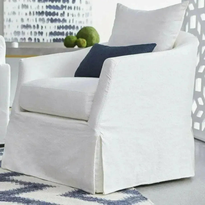 Faye Slipcover Swivel Club Chair Cream Crepe - LOOMLAN - Essentials For Living - Club Chairs