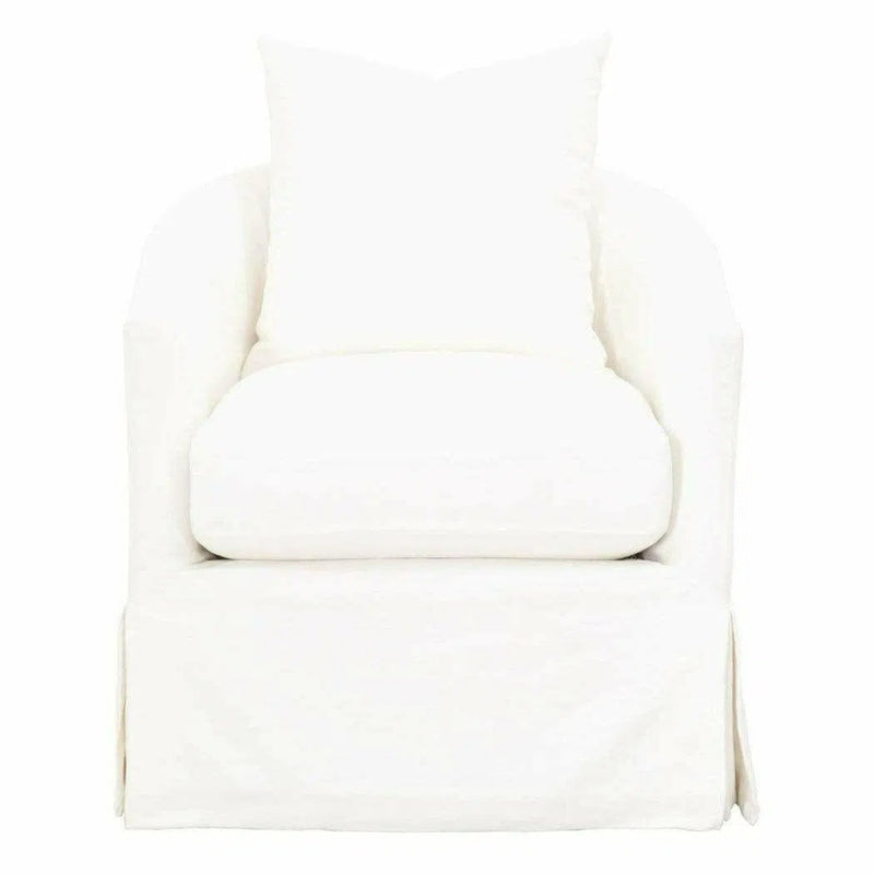 Faye Slipcover Swivel Club Chair Cream Crepe Club Chairs LOOMLAN By Essentials For Living