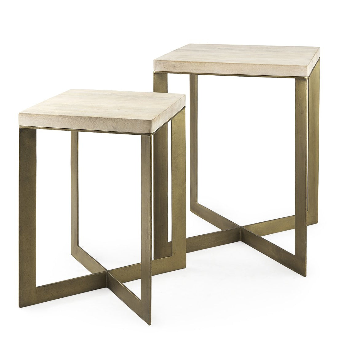 Faye Wood Square Nesting Accent Tables 2PC Set | LOOMLAN