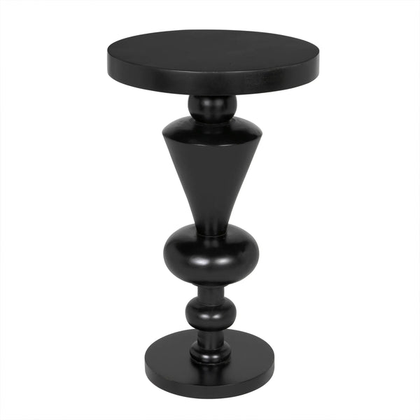 Fenring Wood Black Round Side Table-Side Tables-Noir-LOOMLAN