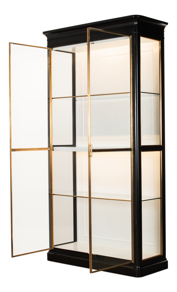 Fenwick Etagere Display Cabinet Glass Doors Bookcase-Buffets & Curios-Sarreid-LOOMLAN