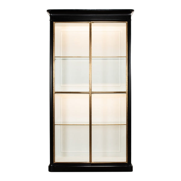 Fenwick Etagere Display Cabinet Glass Doors Bookcase-Buffets & Curios-Sarreid-LOOMLAN