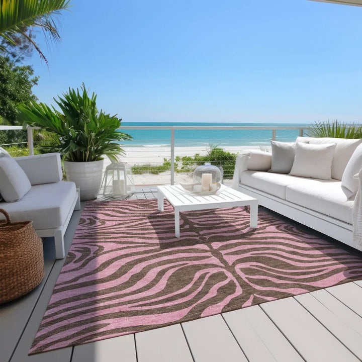 Fernelle Brown Washable Indoor-Outdoor Rug-Outdoor Rugs-LOOMLAN Rugs-LOOMLAN