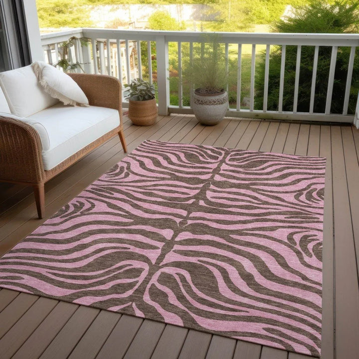 Fernelle Brown Washable Indoor-Outdoor Rug-Outdoor Rugs-LOOMLAN Rugs-LOOMLAN