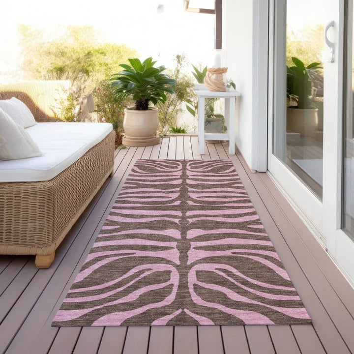 Fernelle Brown Washable Indoor-Outdoor Rug-Outdoor Rugs-LOOMLAN Rugs-LOOMLAN