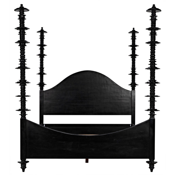 Ferret Wood Black Queen Bed-Beds-Noir-LOOMLAN