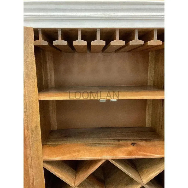 Feyloren White Coastal Tall Home Bar Cabinet-Home Bar Cabinets-LOOMLAN-LOOMLAN