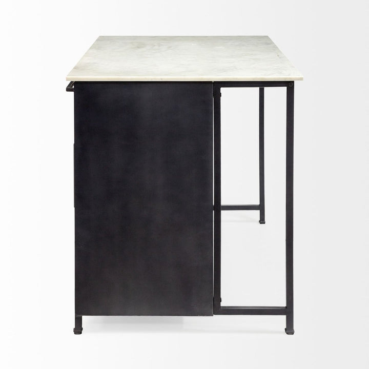 White Marble Counter Height Table with Storage | LOOMLAN