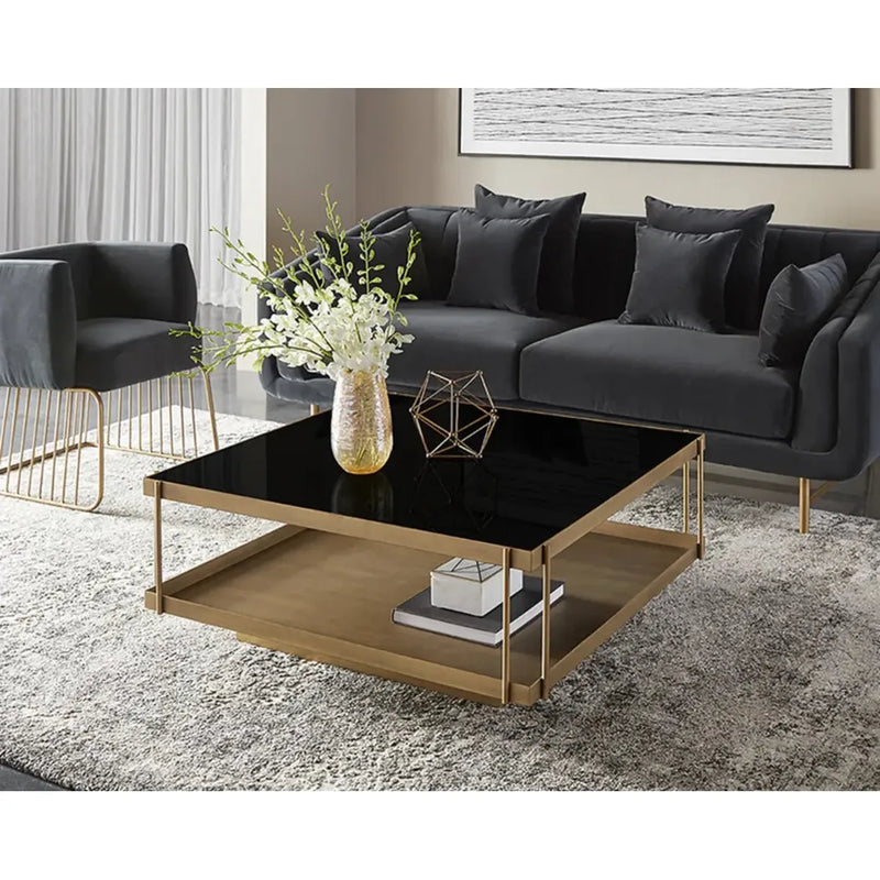 Finch Iron Framed Square Coffee Table-Coffee Tables-SUNPAN-LOOMLAN