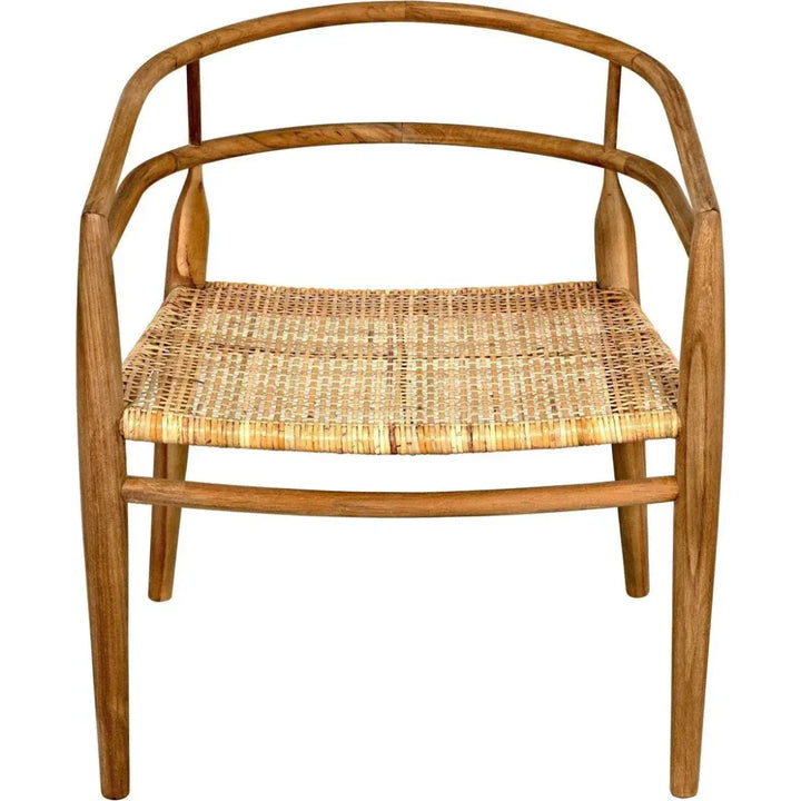 Finley Teak Wood Arm Chair with Rattan - LOOMLAN - Noir - Accent Chairs