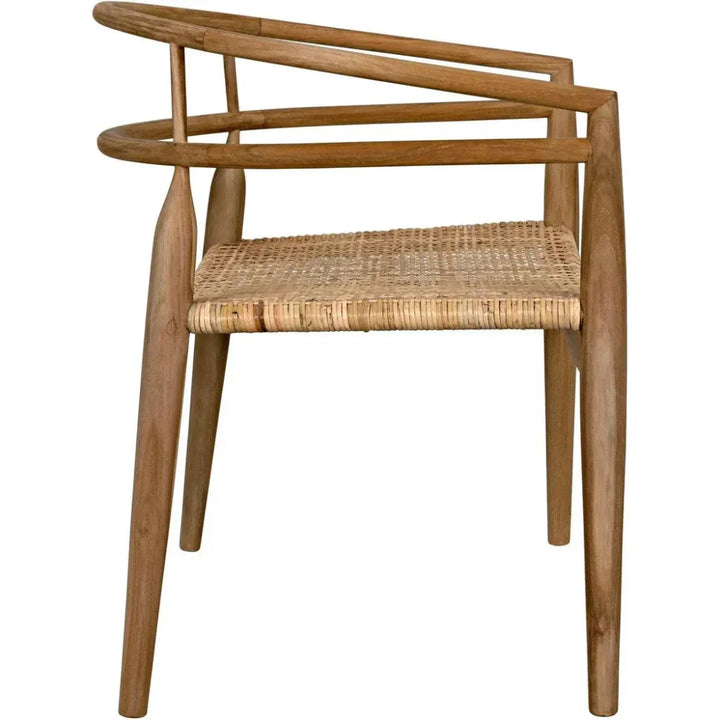 Finley Teak Wood Arm Chair with Rattan - LOOMLAN - Noir - Accent Chairs