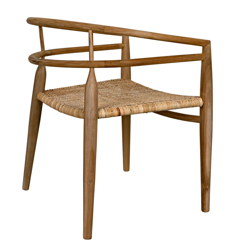 Finley Teak Wood Arm Chair with Rattan-Club Chairs-Noir-LOOMLAN